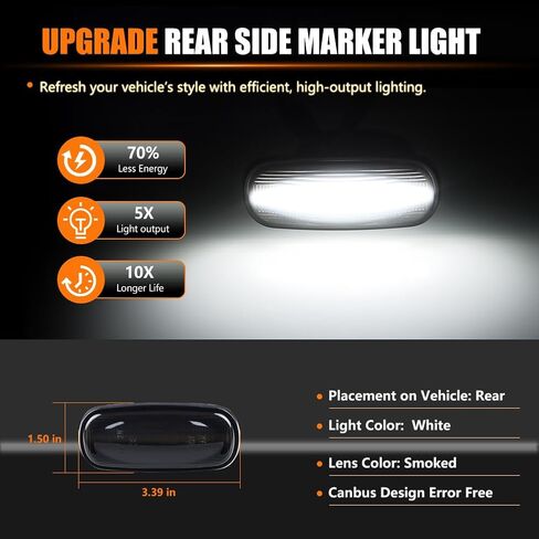 LED Rear Side Marker Lights Assembly for 2003-2009 Dodge Ram 2500 3500 Dual Rear Wheel Fender Bumper Marker Signal Lamps, Replace OEM Smoked Lens White LED Side Turn Signal Lamps, 4 PCS in Saudi Arabia