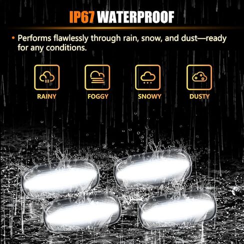 LED Rear Side Marker Lights Assembly for 2003-2009 Dodge Ram 2500 3500 Dual Rear Wheel Fender Bumper Marker Signal Lamps, Replace OEM Smoked Lens White LED Side Turn Signal Lamps, 4 PCS in Saudi Arabia