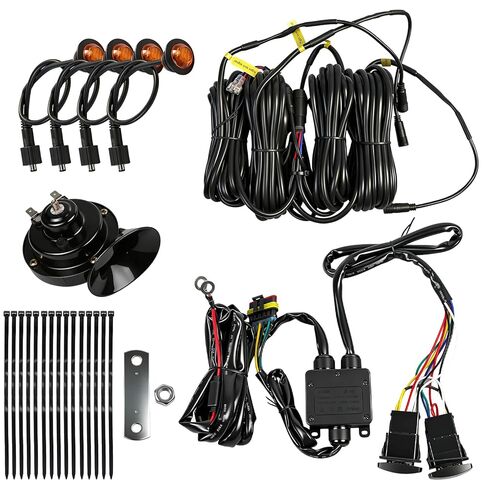 for UTV Turn Signal Kit with 110D Horn Rocker Switch Wiring Harness and Hazard Triangle Light Pre-wired Street Legal Kit Compatible with Polaris Can-Am Kawasaki Arctic Cat Golf Cart in Kuwait