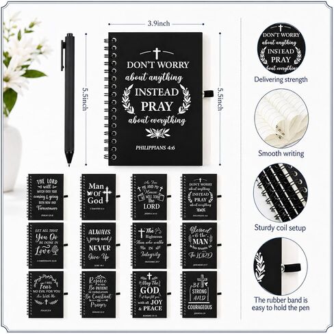 Havawish 48 Pcs/ 12 Sets Christian Gifts for Men Father's Day Man of God Present Box Religious Basket Catholic Spiritual Pastor Appreciation Gift with Coffee Mug Notebook Pen Fan for Dad Husband in Kuwait