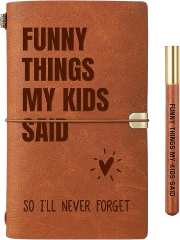 New Mom Gifts - “Funny Things My Kids Said" Leather Journal with Pen, New Parents Gifts for Couples, Mothers Day, Fathers Day, Christmas, Birthday, Childhood Memory Notebook in Saudi Arabia