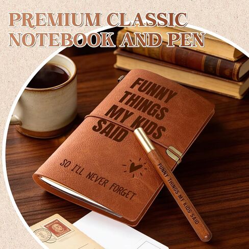 New Mom Gifts - “Funny Things My Kids Said" Leather Journal with Pen, New Parents Gifts for Couples, Mothers Day, Fathers Day, Christmas, Birthday, Childhood Memory Notebook in Saudi Arabia