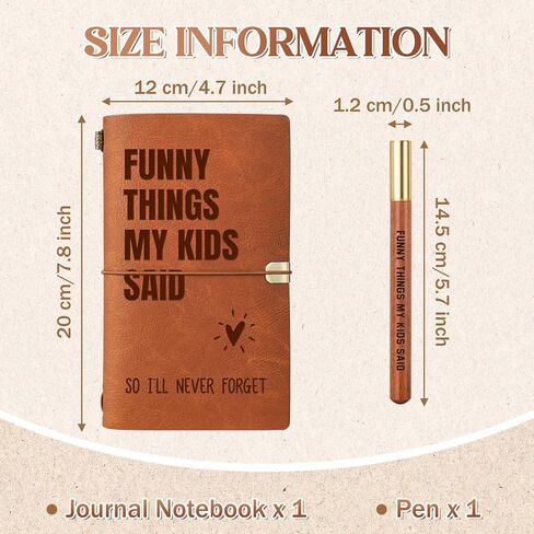 New Mom Gifts - “Funny Things My Kids Said" Leather Journal with Pen, New Parents Gifts for Couples, Mothers Day, Fathers Day, Christmas, Birthday, Childhood Memory Notebook in Saudi Arabia