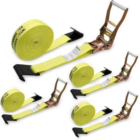 Ratchet Straps Heavy Duty 10 Pack 2" x 30', Ratchet Tie Down Strap with Flat Hook, 10,000 Lbs Break Strength, Cargo Straps Ratcheting for Truck Flatbed Trailer, Yellow in Kuwait