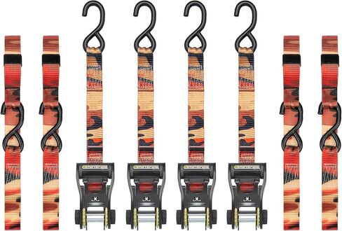SmartStraps 14’ Camo X Ratchet Straps, 4 Pack — Standard Duty Camo Ratchet Straps, 1,500lb Break Strength, 500lb Safe Work Load — Haul Dirt Bikes, ATVs, and Lawn Tractors with Patented Technology in Saudi Arabia