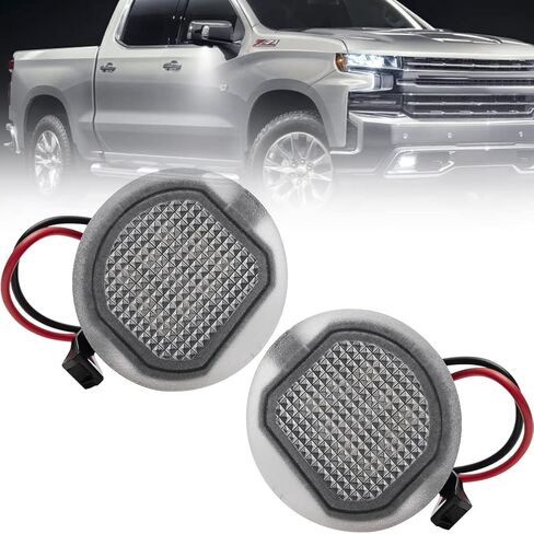 Led Under Side Mirror Puddle Lights For 2015 2016 2017 2018 2019 2020 Chevy Silverado GMC Sierra 1500 2500HD 3500HD Yukon XL Tahoe Suburban White LED Under Mirrors Welcome Lamps 23463326 84408372 in Kuwait