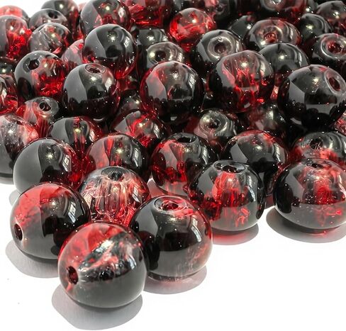 10mm Glass Beads for Jewelry Making, 50PCS Crackle Crystal Beads for Bracelets, Round Spacer Crystal Beads Bulk, DIY Craft Supplies for Necklace Bracelet Earrings in Kuwait