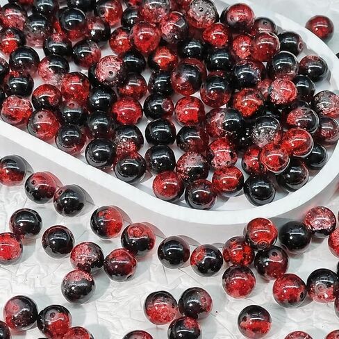10mm Glass Beads for Jewelry Making, 50PCS Crackle Crystal Beads for Bracelets, Round Spacer Crystal Beads Bulk, DIY Craft Supplies for Necklace Bracelet Earrings in Kuwait