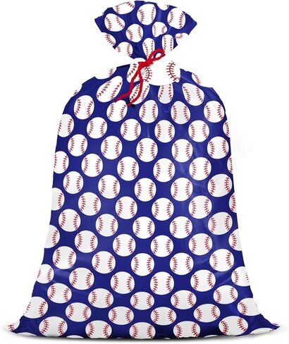 WRAPAHOLIC 56" Extra Large Baseball Plastic Gift Bag - Classic Baseball Jumbo Bike Bag Gift Wrap for Tenns Boys Birthday, Baby Shower and Ball Sports Theme Party- 56" H x 36" W in Kuwait