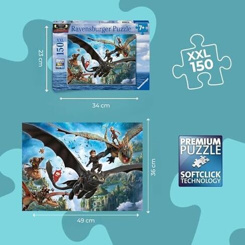 Kinderpuzzle 150 XXL Teile - Dragons - Drachen und Helden in Kuwait