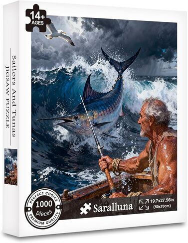 Puzzle for Adults 1000 Pieces, The Old Man and The Sea Puzzle, Challening Impossible Difficult Hard Fun 1000 Pieces Jigsaw Puzzles for Adults in Saudi Arabia