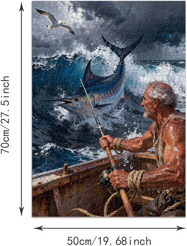 Puzzle for Adults 1000 Pieces, The Old Man and The Sea Puzzle, Challening Impossible Difficult Hard Fun 1000 Pieces Jigsaw Puzzles for Adults in Saudi Arabia