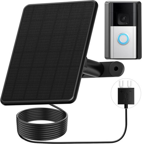 6W Ring Solar Charger for Video Doorbell 3/4, Adjustable Solar Panel Mount for Ring Doorbell Plus/Pro(2023), Weatherproof Continuous Power Supply for Home Security Doorbells in Saudi Arabia