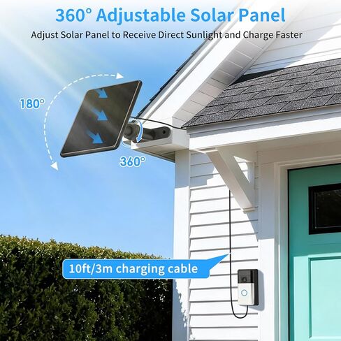 6W Ring Solar Charger for Video Doorbell 3/4, Adjustable Solar Panel Mount for Ring Doorbell Plus/Pro(2023), Weatherproof Continuous Power Supply for Home Security Doorbells in Saudi Arabia