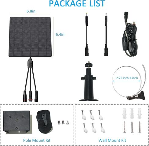 Zivif 5W Trail Camera Solar Panel, 10400mAh Built-in Battery, Adjustable 6V/9V/12V Output, DC Plugs 5.5x2.1mm 4.0x1.7mm 3.5x1.35mm, IP66 Waterproof, 360° Mount, 9.8ft Cable in Saudi Arabia