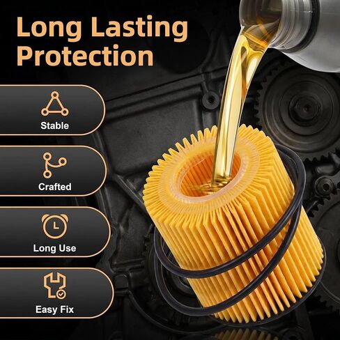 Engine Oil Filter, High-Density Oil Filter with 2 Seal Rings, Compatible with 2009-2018 Corolla, 2010-2020 Prius, 2009-2014 Matrix, 2008-2014 Scion XD, Replaces #04152-YZZA6 (Orange) in Kuwait