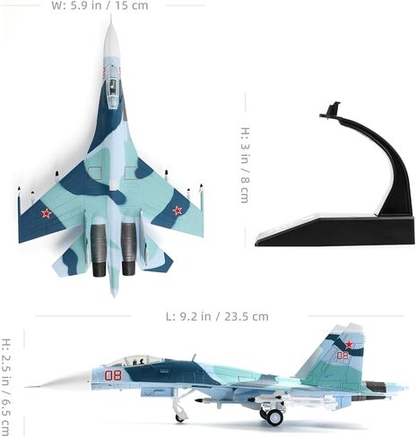 NUOTIE Sukhoi su-27 Flanker 1/100 Diecast Metal Aircraft Model Kit Soviet Union Military Fighter Alloy Pre-Build Airplane Model with Display Stand for Adults Collections or Gift in Saudi Arabia