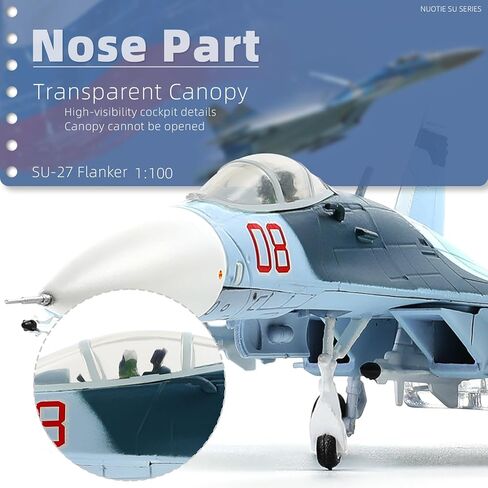 NUOTIE Sukhoi su-27 Flanker 1/100 Diecast Metal Aircraft Model Kit Soviet Union Military Fighter Alloy Pre-Build Airplane Model with Display Stand for Adults Collections or Gift in Saudi Arabia