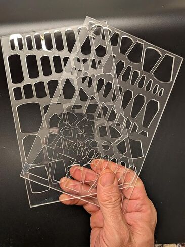 Lapidary Cabochon Template Stencil Set 100+Shapes, Trapezoidal Coffin and Fan Shapes, Thick Clear Cast Acrylic in Saudi Arabia