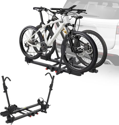 Garvee Bike Rack for Car, Hitch Bike Rack 200 LBS Capacity, 2 E-Bike Racks with 2" Receiver, Anti-Wobble, Foldable & Tiltable, Fits Fat Tire Bikes in Kuwait