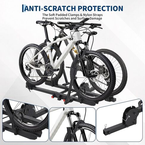Garvee Bike Rack for Car, Hitch Bike Rack 200 LBS Capacity, 2 E-Bike Racks with 2" Receiver, Anti-Wobble, Foldable & Tiltable, Fits Fat Tire Bikes in Kuwait