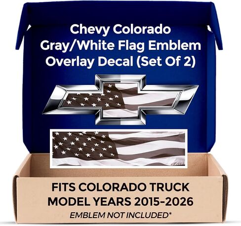 Chevy Colorado Black American Flag Grille Gate Bowtie Decals 2015-2026 in Saudi Arabia