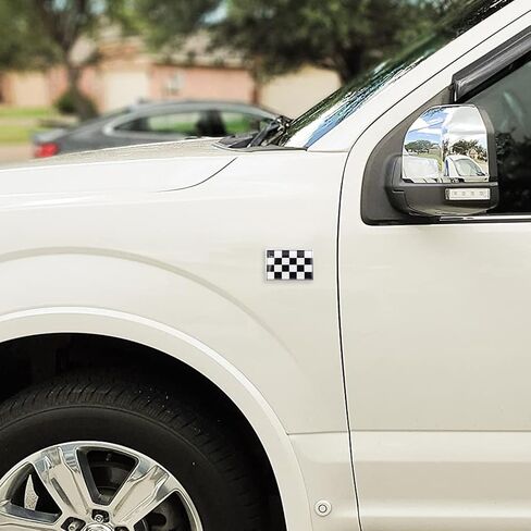 Checkered Black and White Flag Decal Stickers Car Emblem Racing Sticker Decals for Truck Cars Vehicles, 2 Pack, 3 x 2 inches in Kuwait