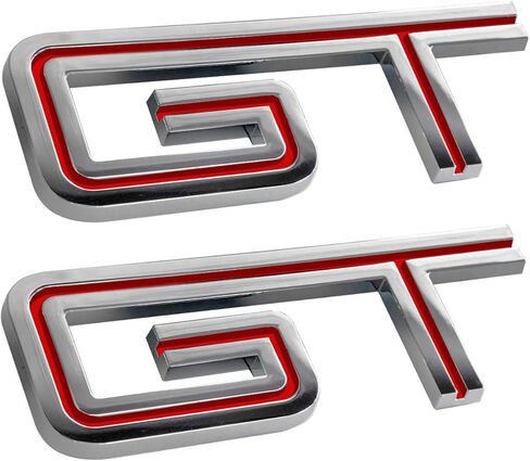 شارات شعارات صندوق السيارة من الكروم والأحمر مقاس 4.5 بوصة (مجموعة من 2) لسيارة Ford Mustang GT 2005-2010 in Kuwait