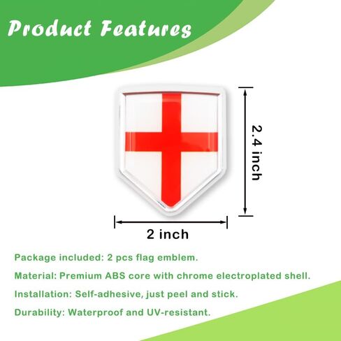 Newperlite England Flag Decal Sticker Car Emblem English Flag Car Decoration Accessories Chrome Shield for Truck Vehicles Cars, 2 Pack in Kuwait