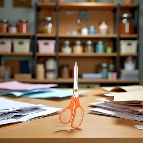 Orange 8" Student Scissors,Multifunctional Scissors,Professional Stainless Steel Comfort Grip,Handmade Projects Suitable for Students,Comfort Right/Left Handed Cutting and Measuring Devices in Kuwait
