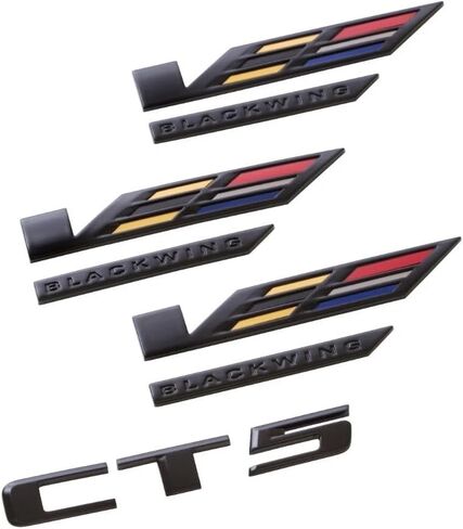4PCS Replacement for 2022-2025 CT5-V Blackwing v Letters Badge Nameplate Emblem Kit 86596092 (Black Red) in Kuwait