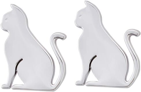 2PCS 3D Cat Metal Auto Emblem Trunk Hood Fender Door Animal Car Sticker Decal Emblem Badge Car Emblem (Black) in Saudi Arabia