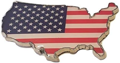 Muzzys American Flag in Shape of The United States Emblem Decal USA US Metal Badge Universal Stick On FITS Silverado Suburban Tahoe GMC Sierra F150 Patriotic Support Our Troops Never Forget 9/11 in Kuwait