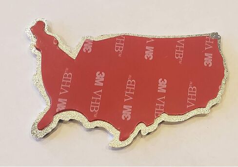 Muzzys American Flag in Shape of The United States Emblem Decal USA US Metal Badge Universal Stick On FITS Silverado Suburban Tahoe GMC Sierra F150 Patriotic Support Our Troops Never Forget 9/11 in Kuwait