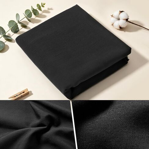 57"W x 24"L Black Fabric By The Yard 20% Cotton, 80% Polyester Homespun Fabric for DIY, Handmade,Sewing and Home Textiles(2/3 Yard) in Kuwait