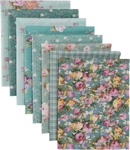 8pcs Fat Quarters 100% Cotton Fabric Bundles Floral Precut Fabric Squares 18"x22" for DIY Quilting Sewing Patchwork Crafts in Saudi Arabia