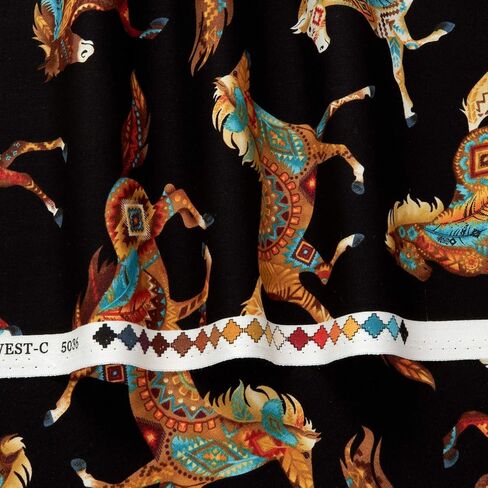 Timeless Treasures Out West Southwest Horses Black, Quilting Fabric by the Yard in Saudi Arabia