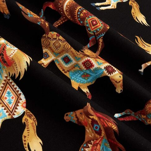 Timeless Treasures Out West Southwest Horses Black, Quilting Fabric by the Yard in Saudi Arabia