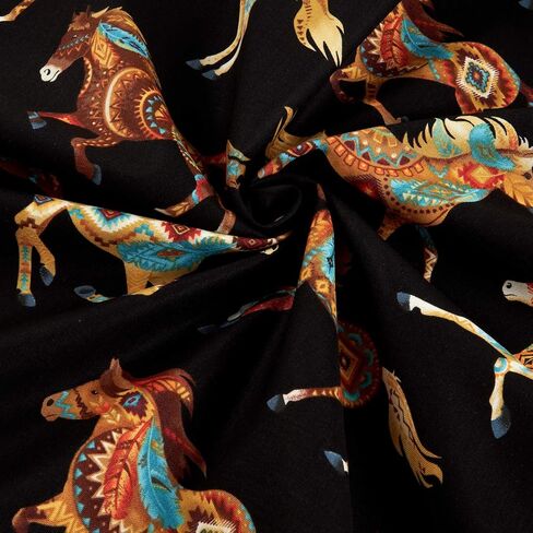 Timeless Treasures Out West Southwest Horses Black, Quilting Fabric by the Yard in Saudi Arabia