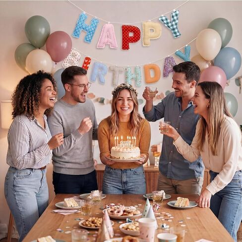 Mindsoft Pre-strung Happy Birthday Banner Vintage Floral Birthday Hanging Garland Decor Reusable Cotton Fabric Colorful Sign for Colorful Party Backdrop Photo Prop Decorations in Kuwait