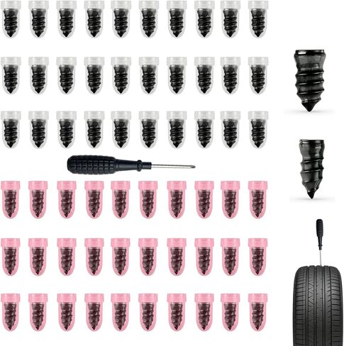 100 PCS 3 Size Tire Repair Kit, Screw-in Tire Plugs with Screwdriver, Self-Service Flat Tire Puncture Repair Tool, Universal Fit Most Cars in Saudi Arabia