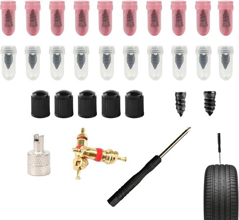100 PCS 3 Size Tire Repair Kit, Screw-in Tire Plugs with Screwdriver, Self-Service Flat Tire Puncture Repair Tool, Universal Fit Most Cars in Saudi Arabia