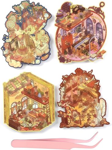 New 3D Sticker Scene, 2 Sets Large DIY Stickers for Music Studio and Illustration Studio, It Features a Positioning Lines, and a Zoning Diagram, Sticker Crafts for Adults (The Studio) in Saudi Arabia