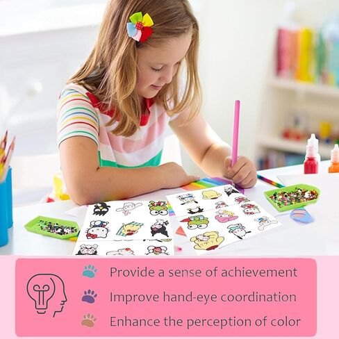 Sretoul 48 Pcs Cartoon Diamond Art Stickers Kits for Kids - Diamond Art Painting Sticker Cute Characters, DIY Mosaic Kits for Kids Gift Decor for Water Bottle, Notebook Decoration in Saudi Arabia