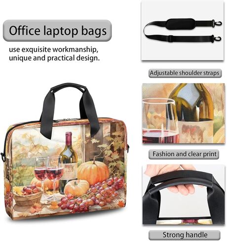 Laptop Bag Farm Wine Pumpkin Grapes Laptop Case Sleeve Messenger Bags with Shoulder Strap Briefcase for Laptop 13 14 14.5 15.6 16 in in Saudi Arabia