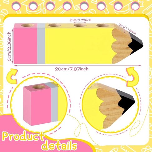Sinmoe Teacher Appreciation Gift Apple Shape Wooden Desk Pencil Holder DIY Teacher Name Desktop Pen Organizer for End of Year Thank You Gifts School Office Home, Letter Stencil and Mark Pen Included in Saudi Arabia