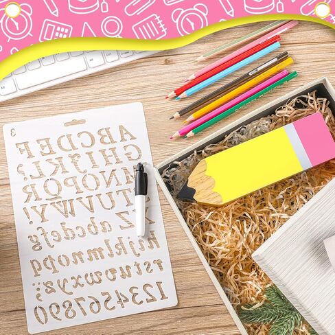 Sinmoe Teacher Appreciation Gift Apple Shape Wooden Desk Pencil Holder DIY Teacher Name Desktop Pen Organizer for End of Year Thank You Gifts School Office Home, Letter Stencil and Mark Pen Included in Saudi Arabia