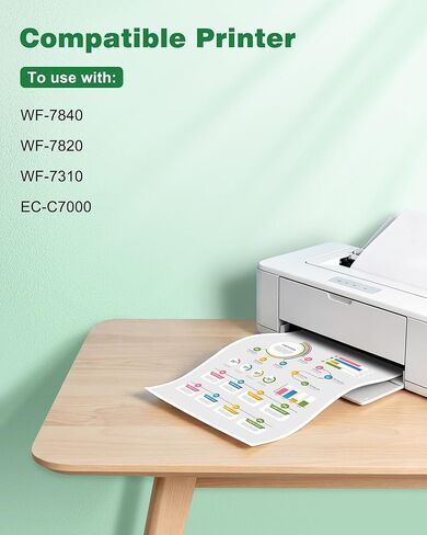 استبدال خراطيش الحبر المعاد تصنيعها لحزمة التحرير والسرد لخراطيش الحبر Epson 812XL تعمل مع طابعات Workforce Pro WF-7840 WF-7820 WF-7310 EC-C7000 (2 أسود، 1 سماوي، 1 مانجنتا، 1 أصفر) in Kuwait