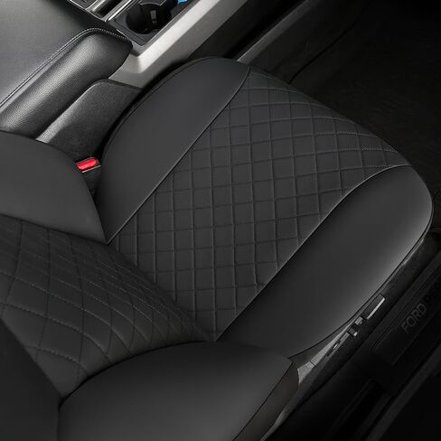 GIANT PANDA Front Car Seat Covers Custom Fit Ford F150 F250 F350 F450 Super Crew/Crew Cab Pickup Trucks, Front Seats Fabric Protectors (Black) 2-Pack, Faux Leather + Stretch Fabric in Saudi Arabia