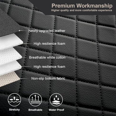 GIANT PANDA Front Car Seat Covers Custom Fit Ford F150 F250 F350 F450 Super Crew/Crew Cab Pickup Trucks, Front Seats Fabric Protectors (Black) 2-Pack, Faux Leather + Stretch Fabric in Saudi Arabia